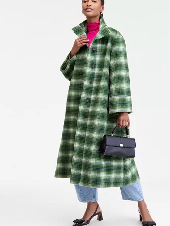 ON 34th Jackets & Blazers - Women’s gorgeous oversized green plaid wool coat like new